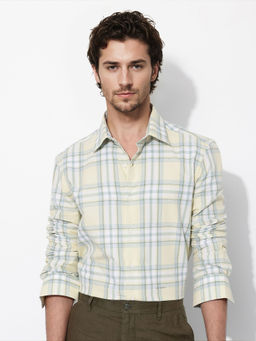 Rare Rabbit - Men Yellow Checks Casual Shirt