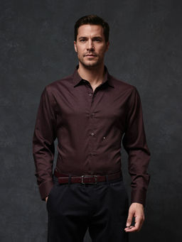 Rare Rabbit - Men Maroon Solid Party Shirt