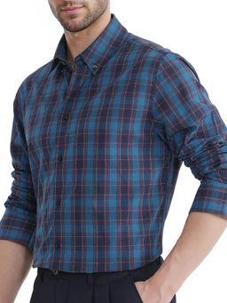 Rare Rabbit - Men Blue Checks Casual Shirt