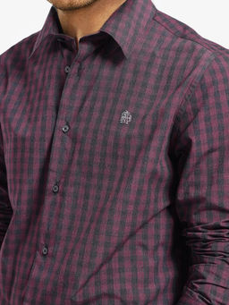 Rare Rabbit - Men Maroon Checks Casual Shirt