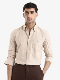 Rare Rabbit - Men Beige Solid Casual Shirt
