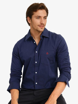 Rare Rabbit - Men Navy Blue Solid Casual Shirt