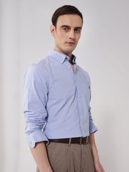 Rare Rabbit - Men Blue Solid Casual Shirt