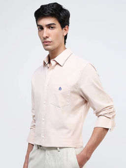 Rare Rabbit - Men Peach Solid Casual Shirt