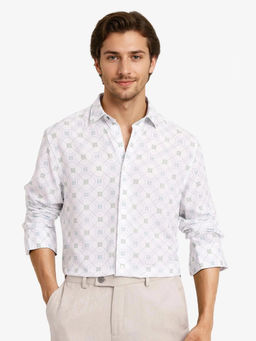 Rare Rabbit - Men White Printed Casual Shirt