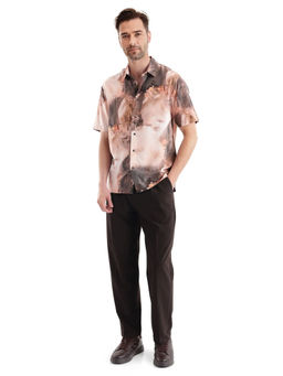 Rare Rabbit - Men Peach Abstract Casual Shirt