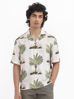 Rare Rabbit - Men Off White Printed Casual Shirt