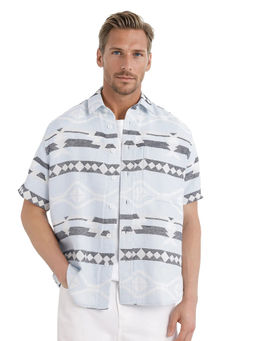 Rare Rabbit - Men Blue Printed Casual Shirt