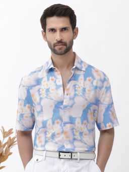 Rare Rabbit - Men Blue Floral Casual Shirt