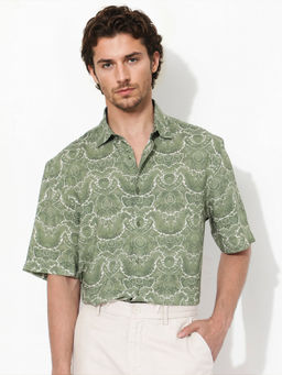 Rare Rabbit - Men Green Floral Casual Shirt