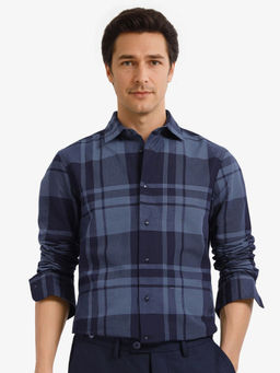 Rare Rabbit - Men Navy Blue Checks Casual Shirt