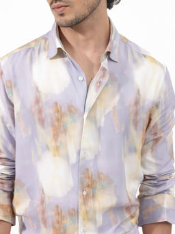Rare Rabbit - Men Blue Abstract Casual Shirt
