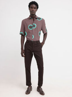 Rare Rabbit - Men Brown Polka Dots Casual Shirt