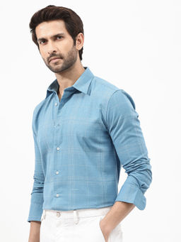 Rare Rabbit - Men Blue Checks Casual Shirt