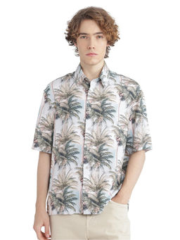 Rare Rabbit - Men Off White Printed Casual Shirt