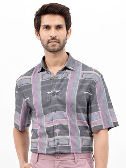 Rare Rabbit - Men Grey Checks Casual Shirt
