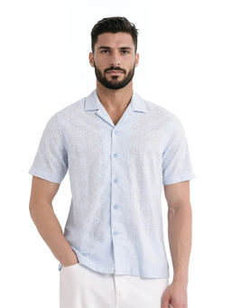 Rare Rabbit - Men Blue Embroidered Casual Shirt