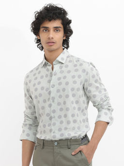 Rare Rabbit - Men Grey Polka Dots Casual Shirt