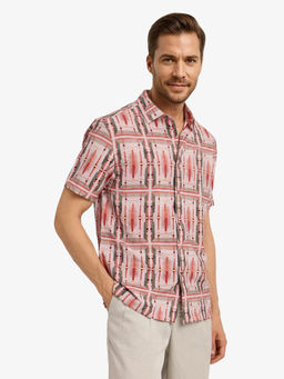 Rare Rabbit - Men Peach Printed Casual Shirt