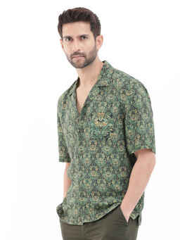 Rare Rabbit - Men Green Printed Casual Shirt
