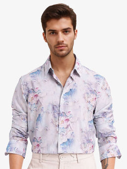 Rare Rabbit - Men Purple Floral Casual Shirt