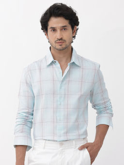 Rare Rabbit - Men Blue Checks Casual Shirt