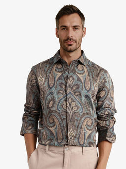 Rare Rabbit - Men Green Paisley Casual Shirt