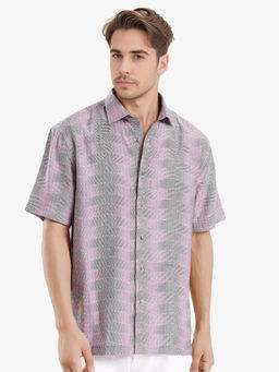 Rare Rabbit - Men Purple Abstract Casual Shirt