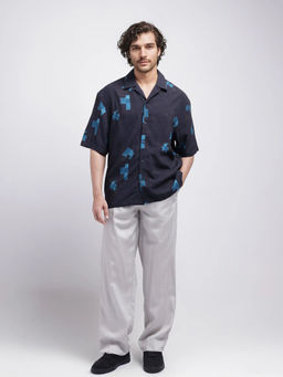 Rare Rabbit - Men Navy Blue Printed Casual Shirt