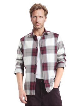Rare Rabbit - Men Maroon Checks Casual Shirt