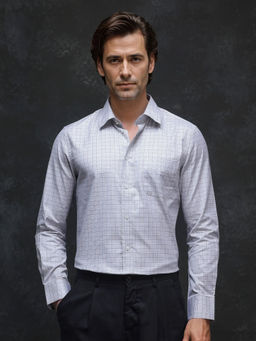 Rare Rabbit - Men Grey Checks Casual Shirt