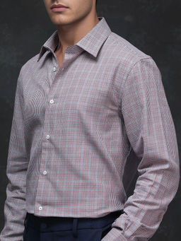 Rare Rabbit - Men Maroon Checks Casual Shirt