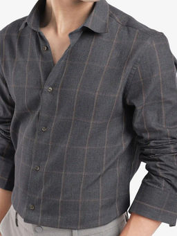 Rare Rabbit - Men Grey Checks Casual Shirt