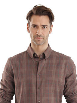 Rare Rabbit - Men Brown Checks Casual Shirt
