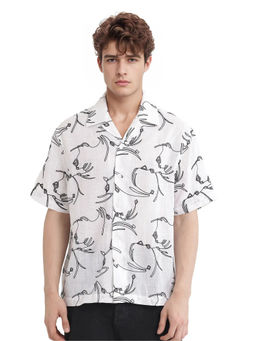 Rare Rabbit - Men White Embroidered Casual Shirt