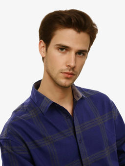 Rare Rabbit - Men Blue Checks Casual Shirt