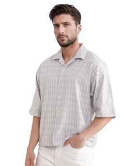 Rare Rabbit - Men Grey Textured Casual Shirt