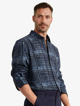 Rare Rabbit - Men Blue Printed Casual Shirt