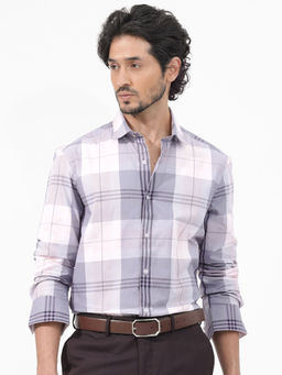 Rare Rabbit - Men Grey Checks Casual Shirt