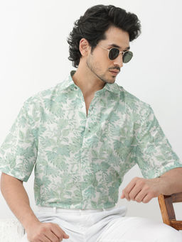 Rare Rabbit - Men Green Floral Casual Shirt