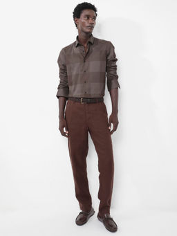 Rare Rabbit - Men Olive Checks Casual Shirt