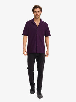 Rare Rabbit - Men Purple Textured Casual Shirt
