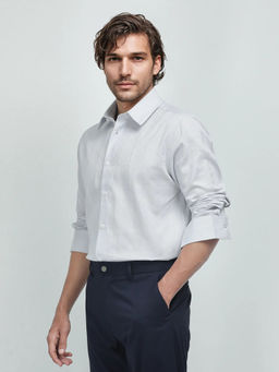 Rare Rabbit - Men Blue Textured Casual Shirt