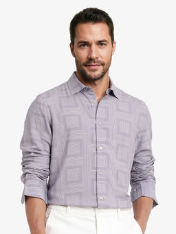 Rare Rabbit - Men Purple Geometric Casual Shirt