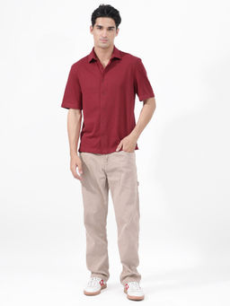 Rare Rabbit - Men Red Textured Casual Shirt