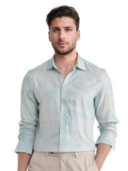 Rare Rabbit - Men Blue Abstract Casual Shirt