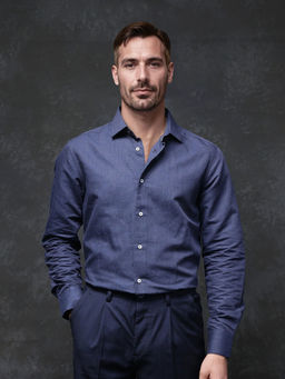 Rare Rabbit - Men Navy Blue Solid Casual Shirt