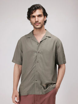 Rare Rabbit - Men Olive Printed Casual Shirt