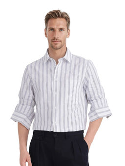 Rare Rabbit - Men White Stripes Casual Shirt