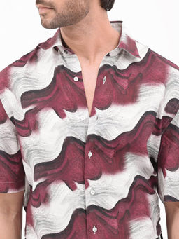 Rare Rabbit - Men Red Abstract Casual Shirt